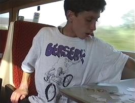 Paul Oakley playing Monopoly on the train